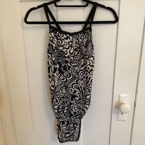 Speedo One Piece Black and White Bathing Suit
